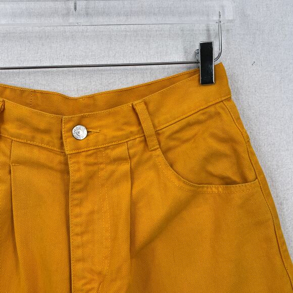 RODIN Vintage Y2K 80s 90s Pleated Denim Shorts Womens Small 27 Mustard Yellow - Picture 4 of 16